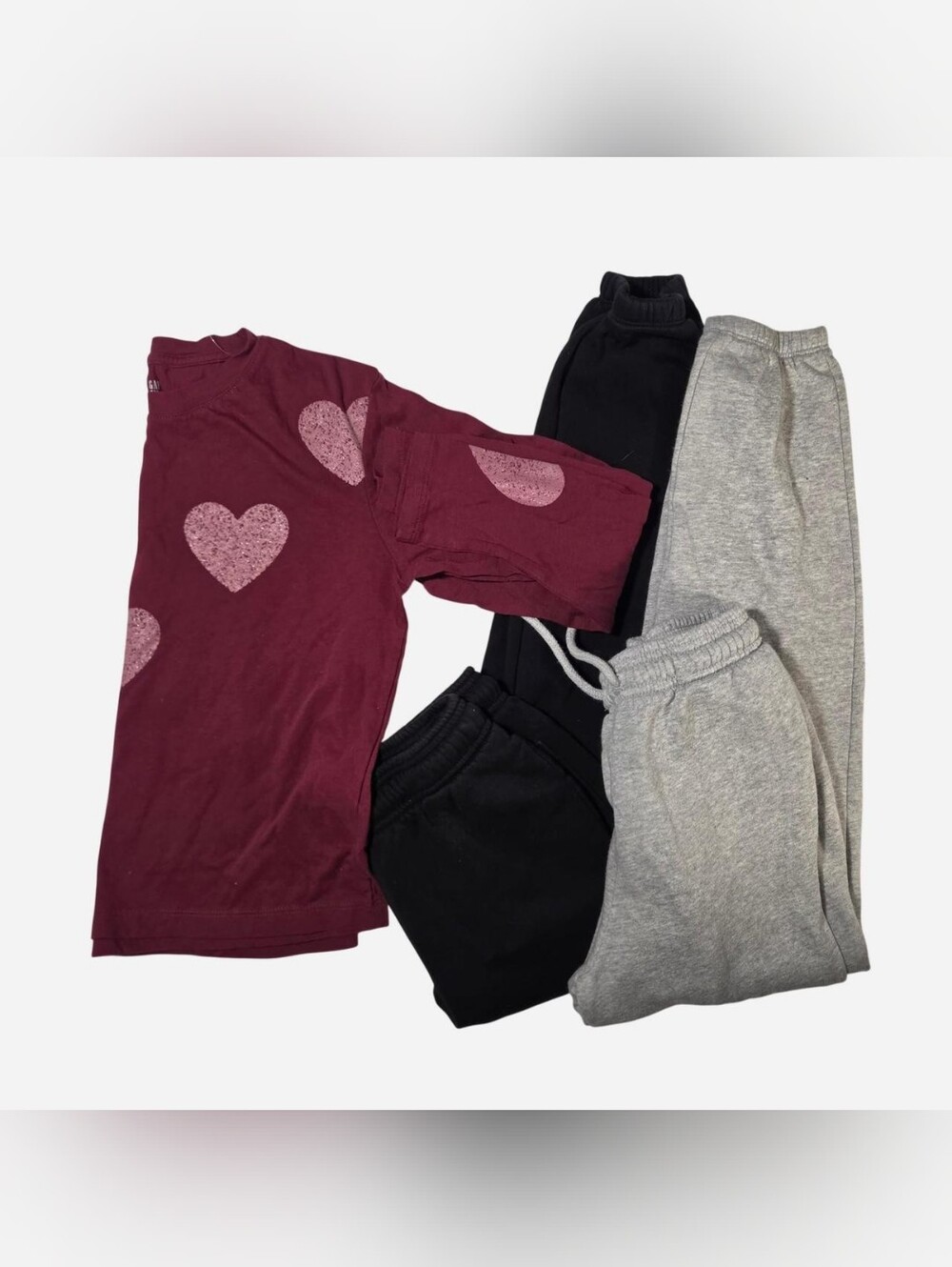 Gap Kids Lot of 3 - Heart Long Sleeve Shirt & 2 Fleece Joggers